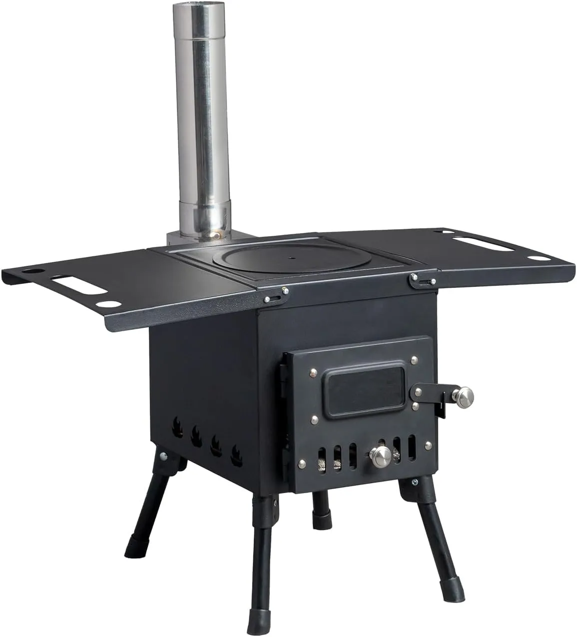 Outdoor Portable Tent Wood Burning Stove,Portable Folding Wood Burning Camping Stove,Firebox Hot Tent Stove,Outdoor Camping Rocket Stove,with Chimney Pipes,for Picnic, Heating and Cooking (Black)