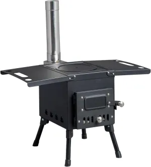 Outdoor Portable Tent Wood Burning Stove,Portable Folding Wood Burning Camping Stove,Firebox Hot Tent Stove,Outdoor Camping Rocket Stove,with Chimney Pipes,for Picnic, Heating and Cooking (Black)