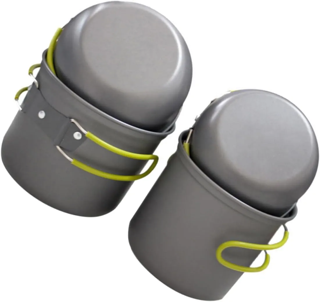 Outdoor Pot Set Camping Cookware Non-Stick Collapsible Design Easy to Clean for Hiking