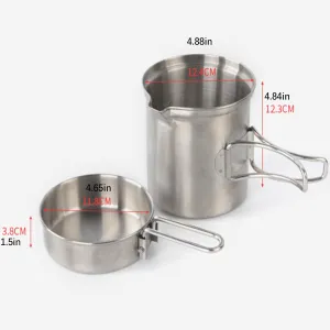 Outdoor Protable 304 Stainless Steel Camping Cookware Set Wood Stove Hiking Tool