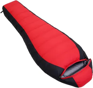Outdoor Single Down Sleeping Bag Adult Camping Sleeping Bag Can Support Splicing Double Thermal Sleeping Bag,Red 1800g (Red 1000g)