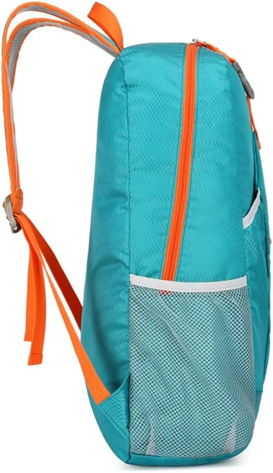 Outdoor splash proof sports backpack foldable storage bag large capacity backpack (blue)