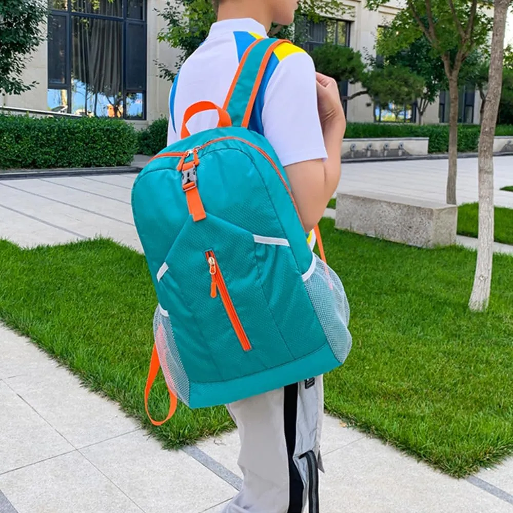 Outdoor splash proof sports backpack foldable storage bag large capacity backpack (blue)