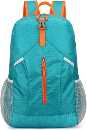 Outdoor splash proof sports backpack foldable storage bag large capacity backpack (blue)