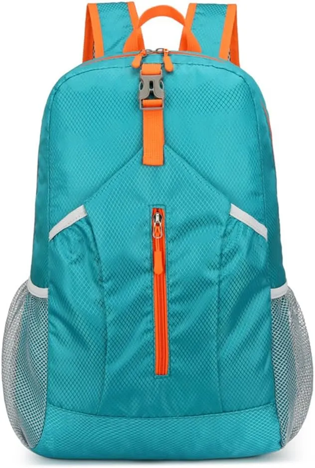 Outdoor splash proof sports backpack foldable storage bag large capacity backpack (blue)