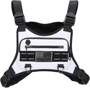 Outdoor Sports Chest Bag for Men and Women, Tactical Vest For Running, Hiking, Cycling, EDC Travel Chest Pack Rig, Water Resistant Lightweight Front Running Vest Bag With Extra Storage