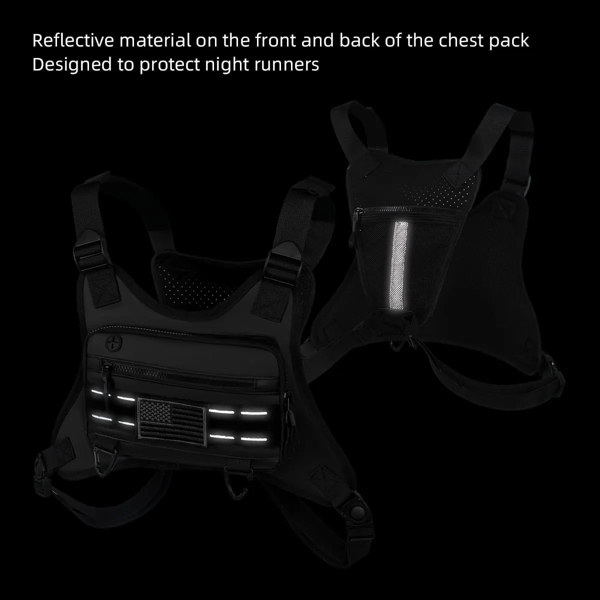 Outdoor Sports Chest Bag for Men and Women, Tactical Vest For Running, Hiking, Cycling, EDC Travel Chest Pack Rig, Water Resistant Lightweight Front Running Vest Bag With Extra Storage