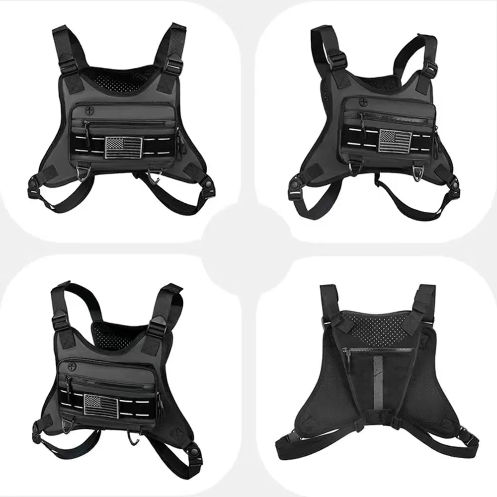 Outdoor Sports Chest Bag for Men and Women, Tactical Vest For Running, Hiking, Cycling, EDC Travel Chest Pack Rig, Water Resistant Lightweight Front Running Vest Bag With Extra Storage