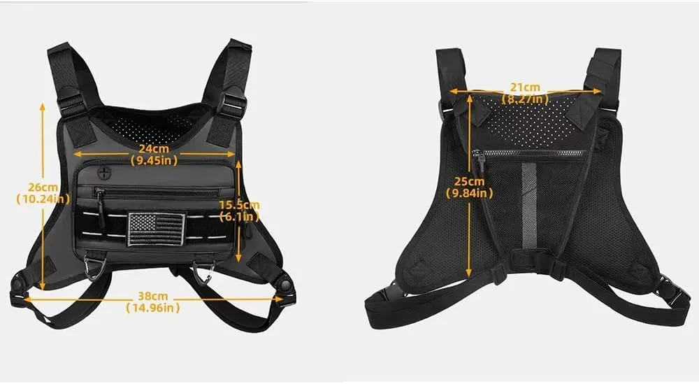 Outdoor Sports Chest Bag for Men and Women, Tactical Vest For Running, Hiking, Cycling, EDC Travel Chest Pack Rig, Water Resistant Lightweight Front Running Vest Bag With Extra Storage