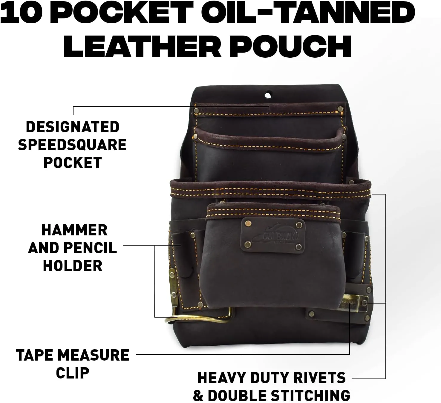 OX Tools Pro Oil-Tanned Leather Tool Pouch Set – Heavy-Duty Tool Belt Pouches for Carpenters, Drywallers, Framers & Electricians, Multi-Pocket, Reinforced Stitching & Hammer Holders