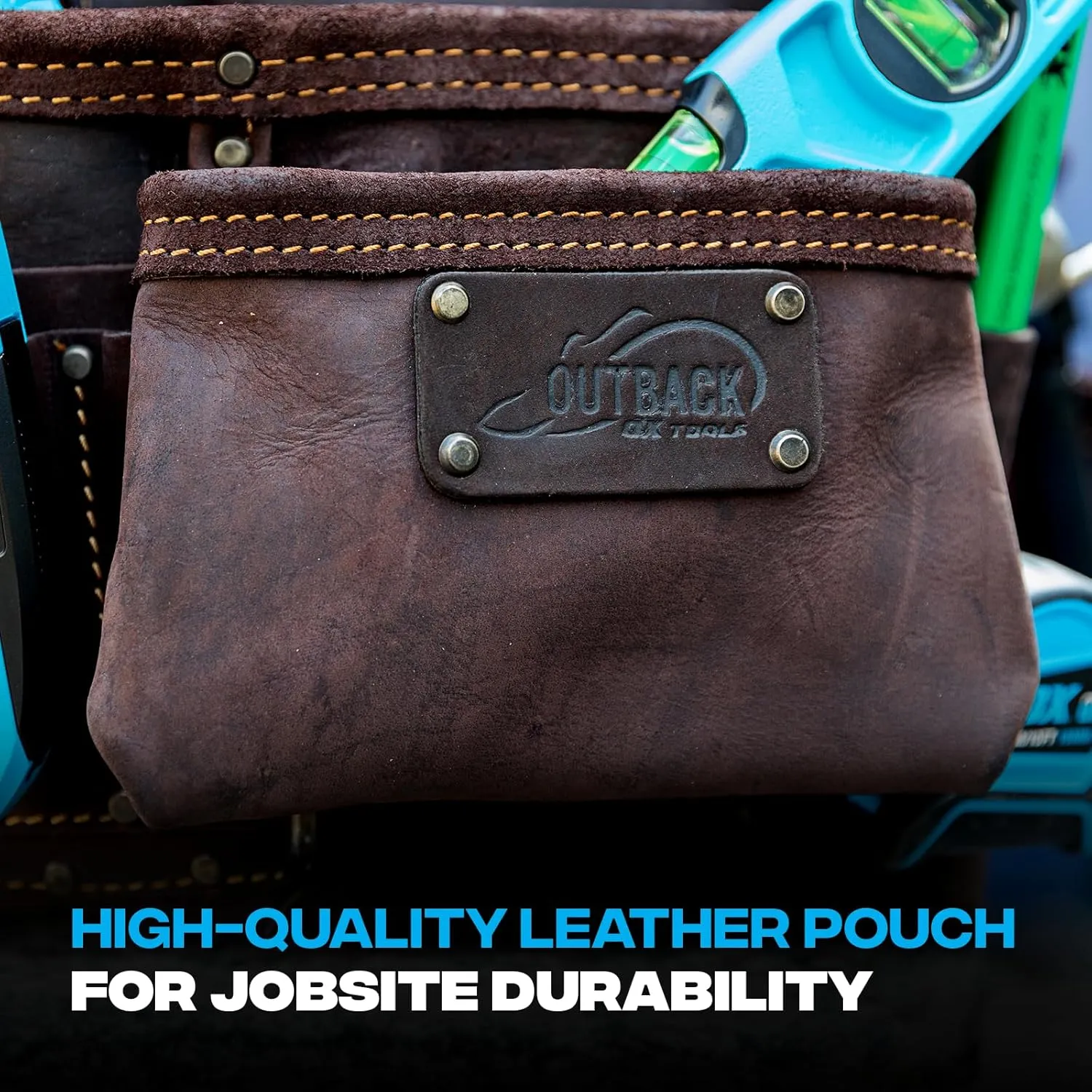 OX Tools Pro Oil-Tanned Leather Tool Pouch Set – Heavy-Duty Tool Belt Pouches for Carpenters, Drywallers, Framers & Electricians, Multi-Pocket, Reinforced Stitching & Hammer Holders