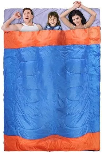 [Pack of 3] 3 People Sleeping Bag for Adult Kids Lightweight Water Resistant Camping Cotton Liner Cold Warm Weather Indoor Outdoor Use 3 Season with Sack for Spri