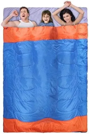 [Pack of 3] 3 People Sleeping Bag for Adult Kids Lightweight Water Resistant Camping Cotton Liner Cold Warm Weather Indoor Outdoor Use 3 Season with Sack for Spri