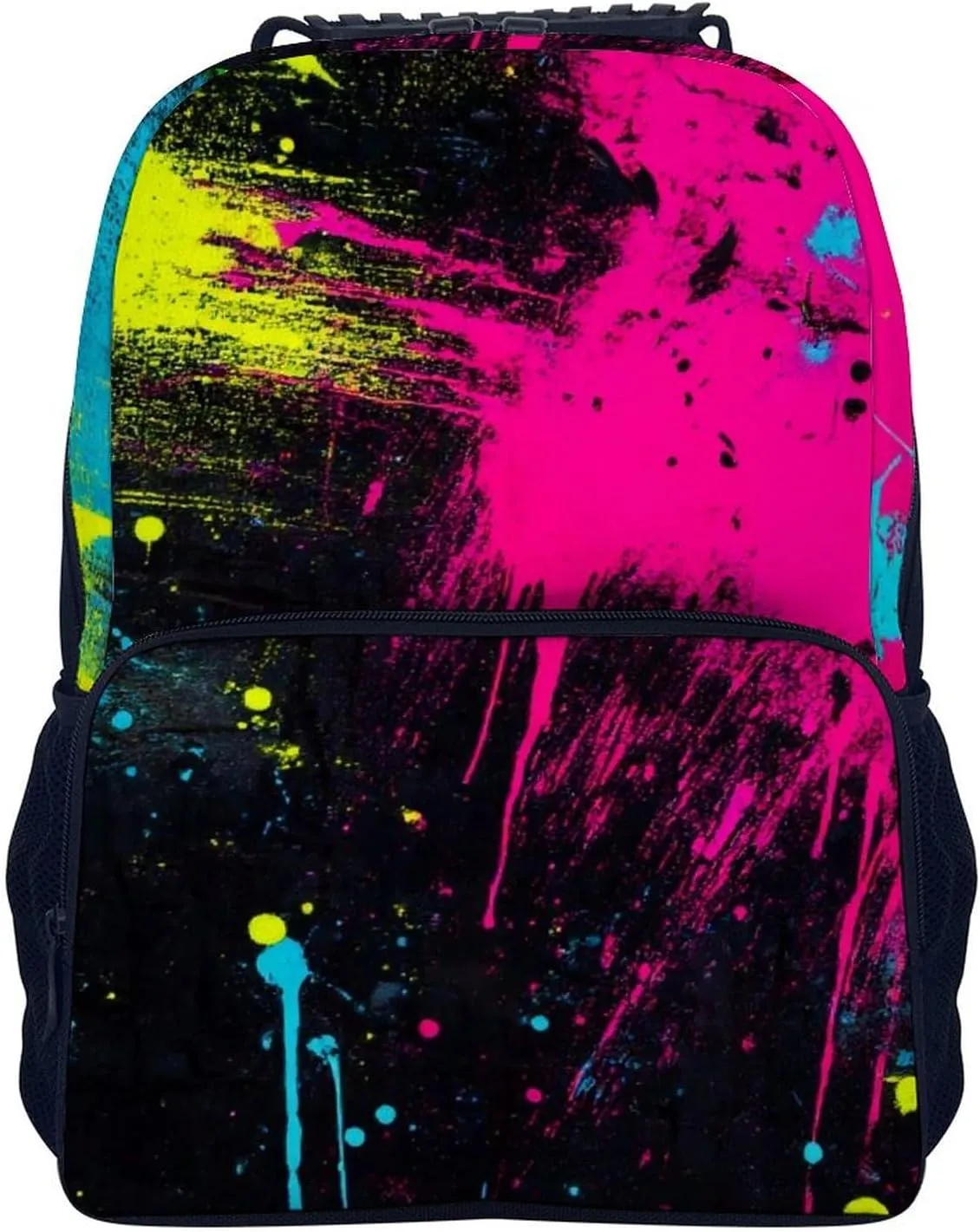 Paint Splatter Dark Colorful Rucksacks Polyester Anti-Theft Multipurpose Carry On Bag Large Capacity Gym Outdoor Hiking Backpack With Smooth Zippers