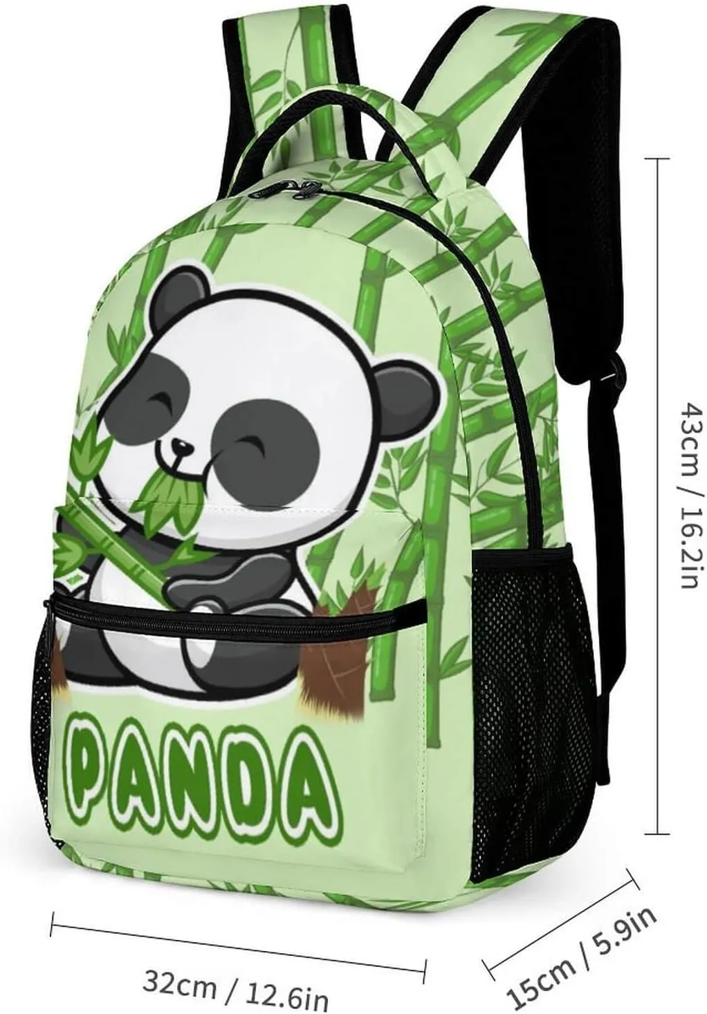 Panda Backpack with Lunch Box & Pencil Case for Kids Girls Boys School, 16 Inch Cute Pandas Bookbag, School Backpack for Students Children, Lightweight, Large Capacity