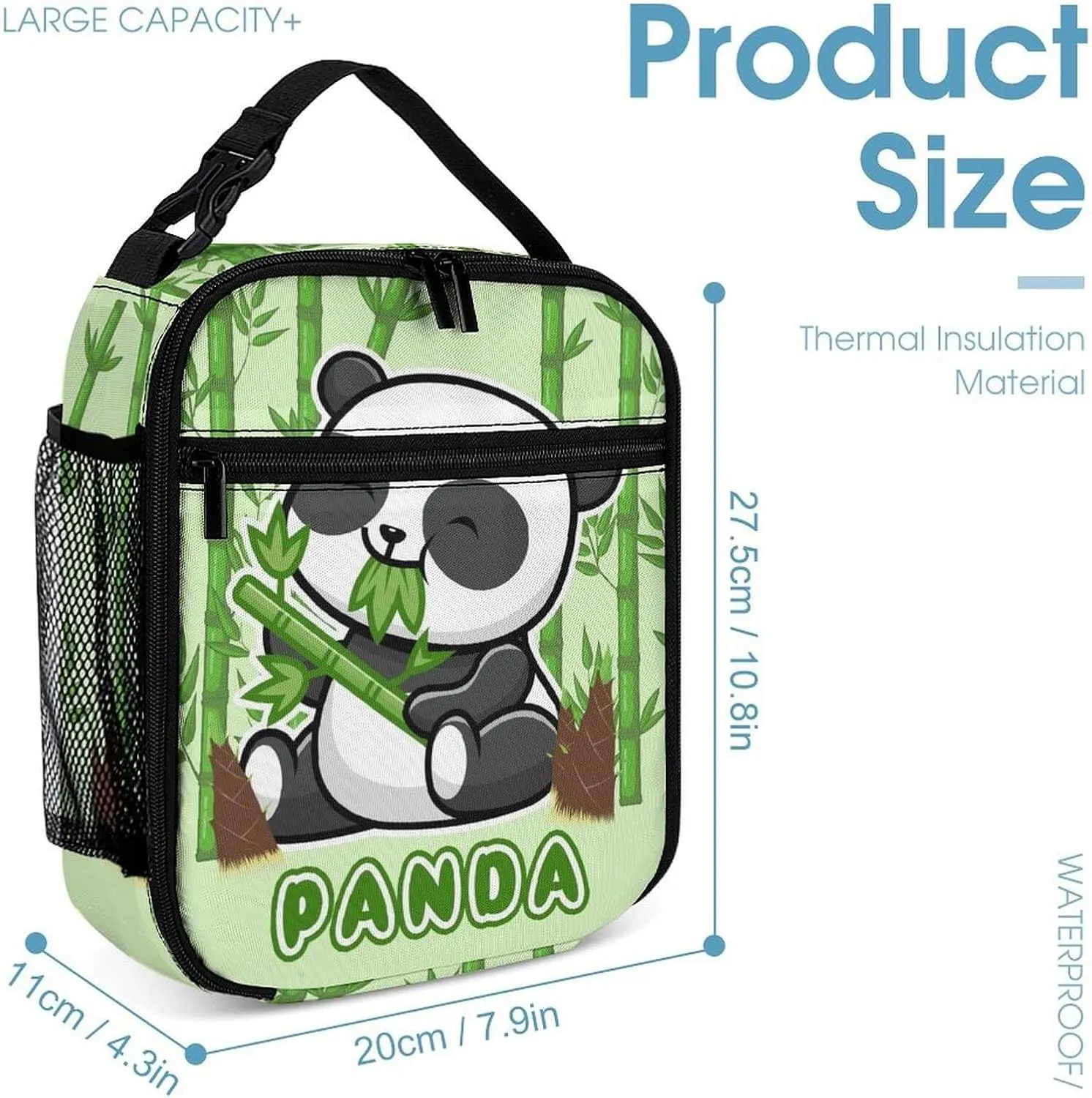 Panda Backpack with Lunch Box & Pencil Case for Kids Girls Boys School, 16 Inch Cute Pandas Bookbag, School Backpack for Students Children, Lightweight, Large Capacity