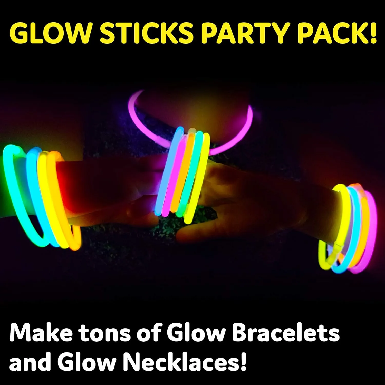 PartySticks Glow Sticks Party Supplies 400pk - 8 Inch Glow in The Dark Light Up Sticks Party Favors, Decorations, Neon Party Glow Necklaces and Glow Bracelets with Connectors