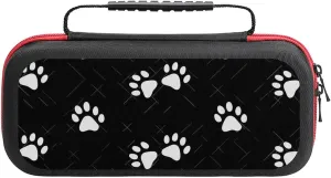 Paw and Check Twill Stripes Portable Protective Shell Compatible with Switch Case Hard Travel Tote Bag with 20 Game Cartridges