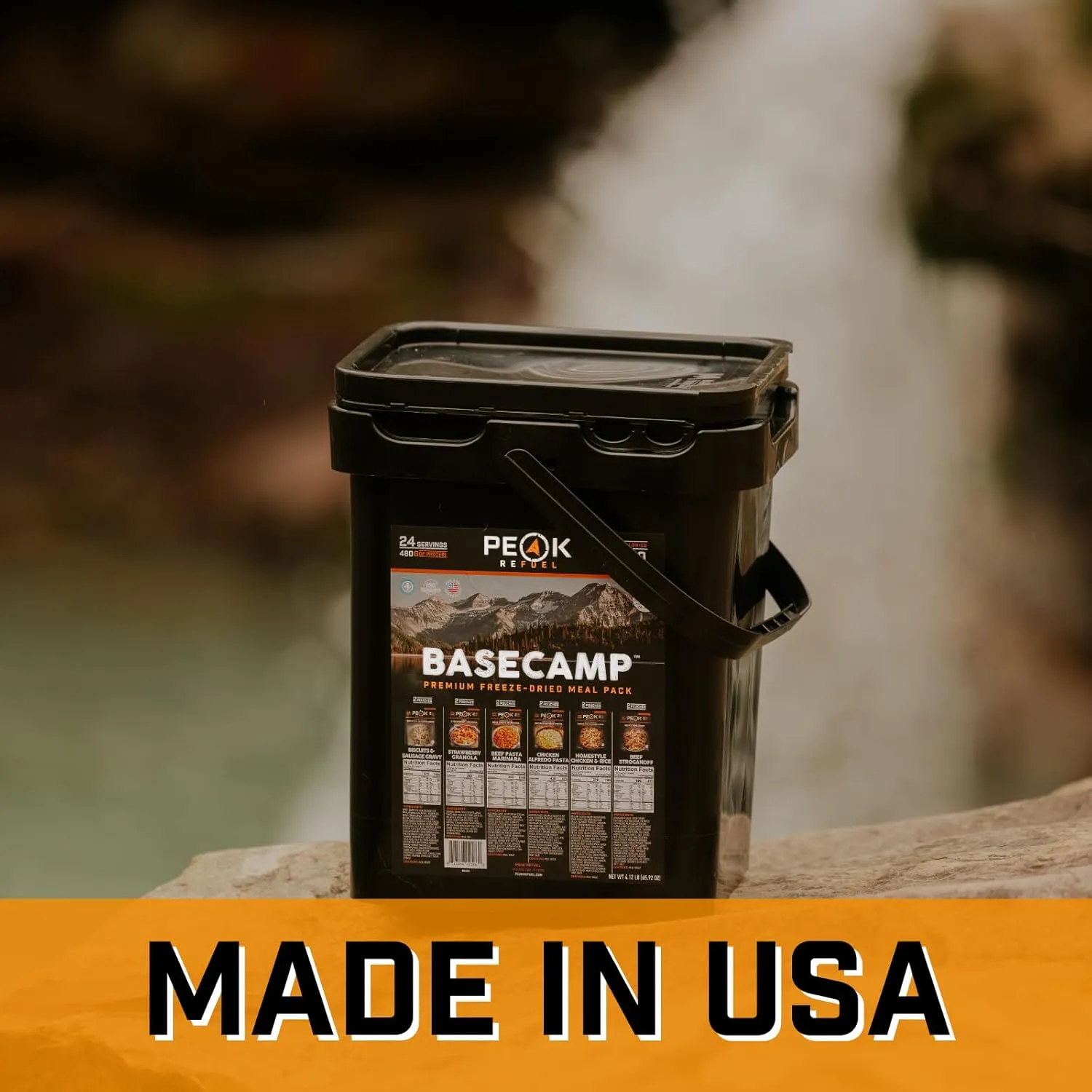 Peak Refuel Basecamp Bucket 3.0 | 100% Real Meat | Premium Freeze-Dried Meals for Backpacking, Camping & Survival | MRE Emergency Food