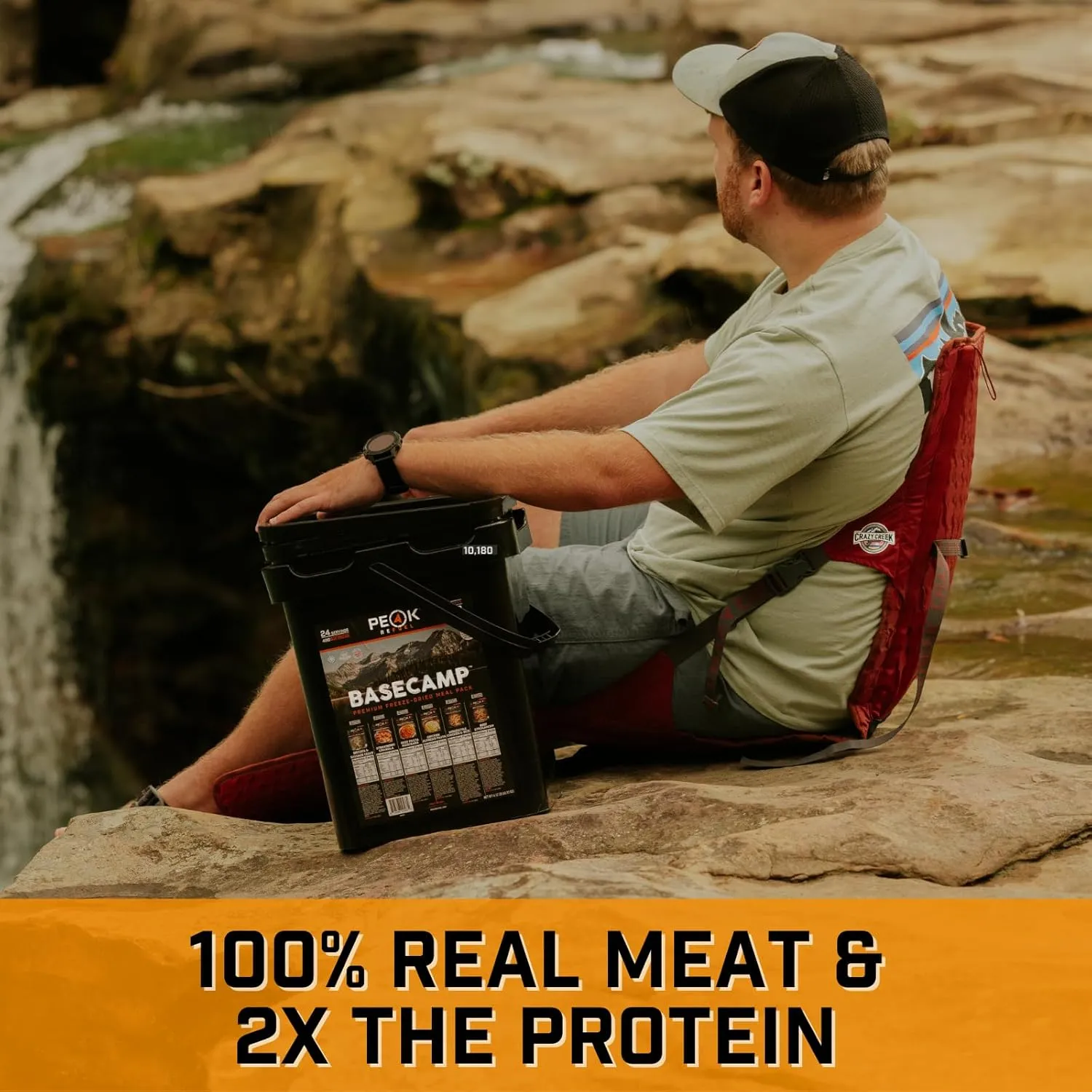 Peak Refuel Basecamp Bucket 3.0 | 100% Real Meat | Premium Freeze-Dried Meals for Backpacking, Camping & Survival | MRE Emergency Food