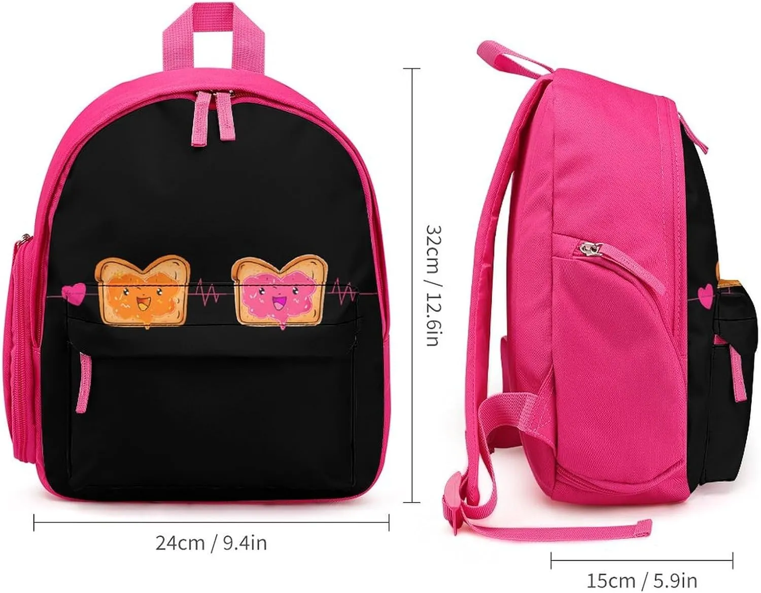 Peanut Butter Jelly Heartbeat Funny Travel Backpack Lightweight Shoulder Bag Casual Daypack for Daily Business for Women Men