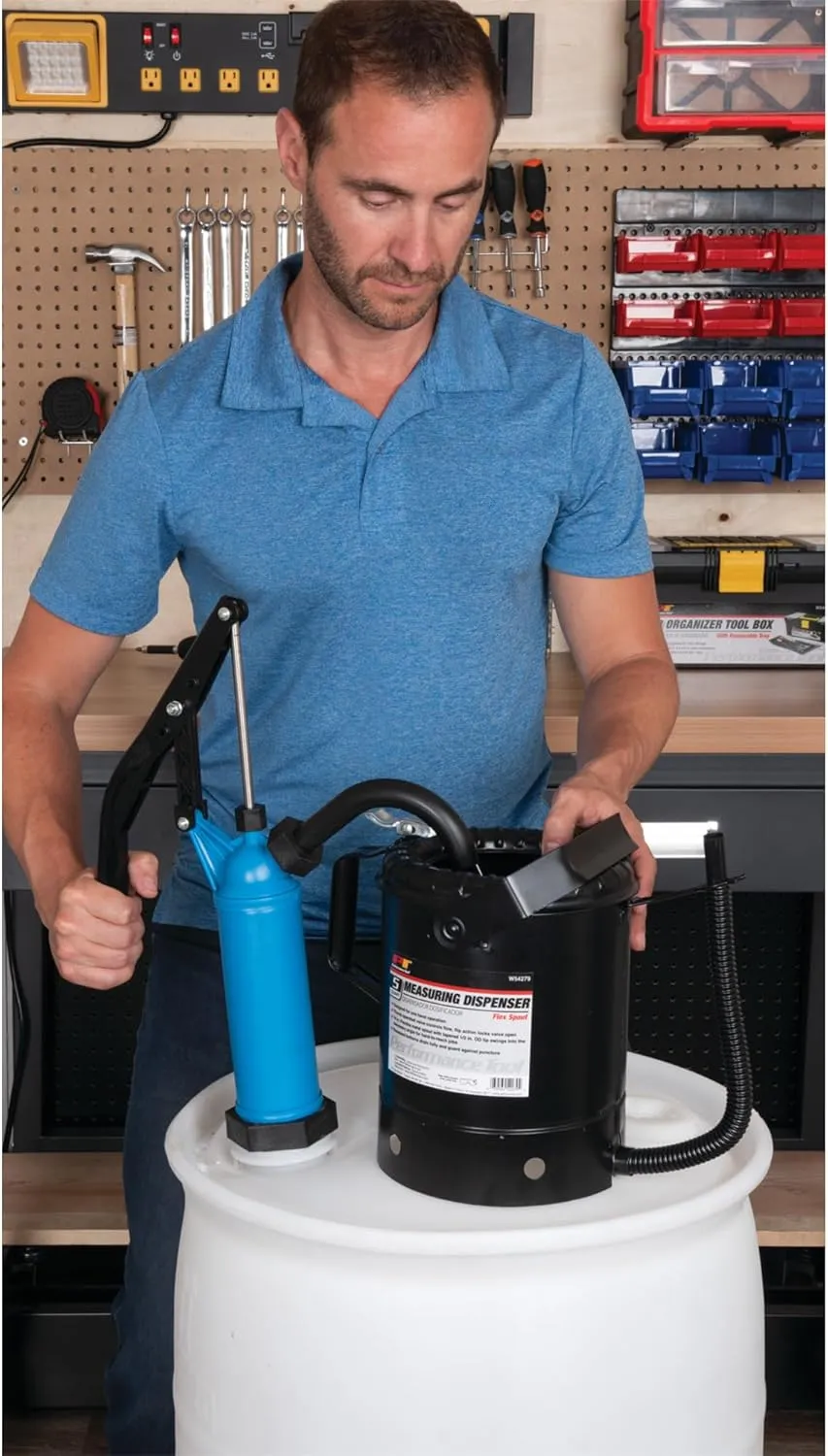 Performance Tool W54268 Blue General Purpose Lever Action Barrel Drum Pump - Fits 5 to 55 Gallon Drums
