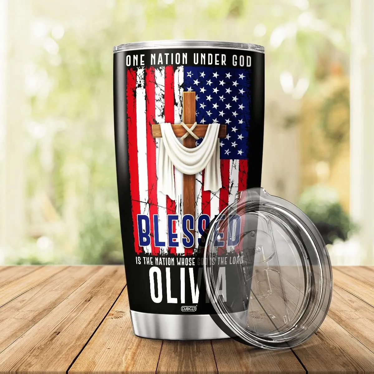 Personalized Coffee Jesus Fatith Tumbler Custom Name American Tumblers Large 20 30 Oz Mug Insulated Travel Mugs Cup Gifts For Christain Men Women On Christmas Day