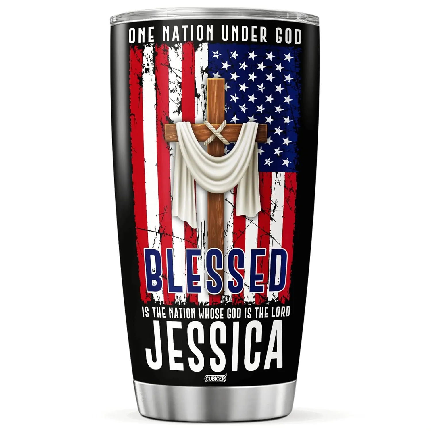 Personalized Coffee Jesus Fatith Tumbler Custom Name American Tumblers Large 20 30 Oz Mug Insulated Travel Mugs Cup Gifts For Christain Men Women On Christmas Day