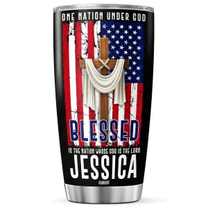 Personalized Coffee Jesus Fatith Tumbler Custom Name American Tumblers Large 20 30 Oz Mug Insulated Travel Mugs Cup Gifts For Christain Men Women On Christmas Day