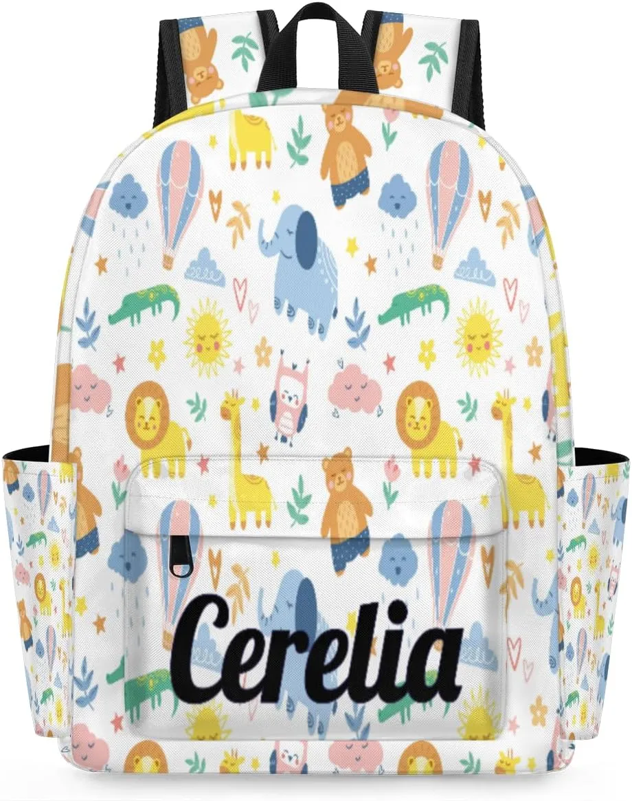 Personalized Girls Backpack for Elementary School, Kids Toddler Cute Lightweight Animal Backpack