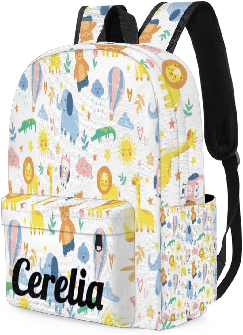 Personalized Girls Backpack for Elementary School, Kids Toddler Cute Lightweight Animal Backpack