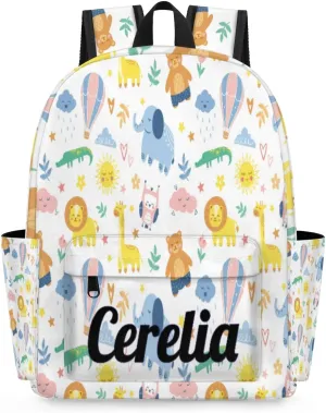 Personalized Girls Backpack for Elementary School, Kids Toddler Cute Lightweight Animal Backpack