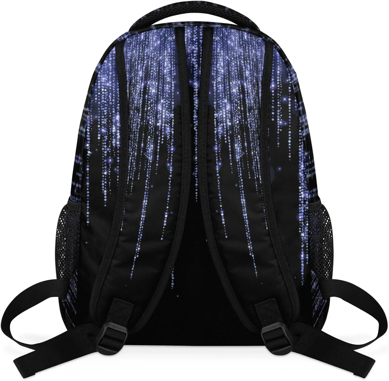 Personalized Initial Letter Dance Backpack Bag Lake Blue Large Daypack Travel Hiking Backpacks for Women, Dream Blue Shiny Bling Glitters