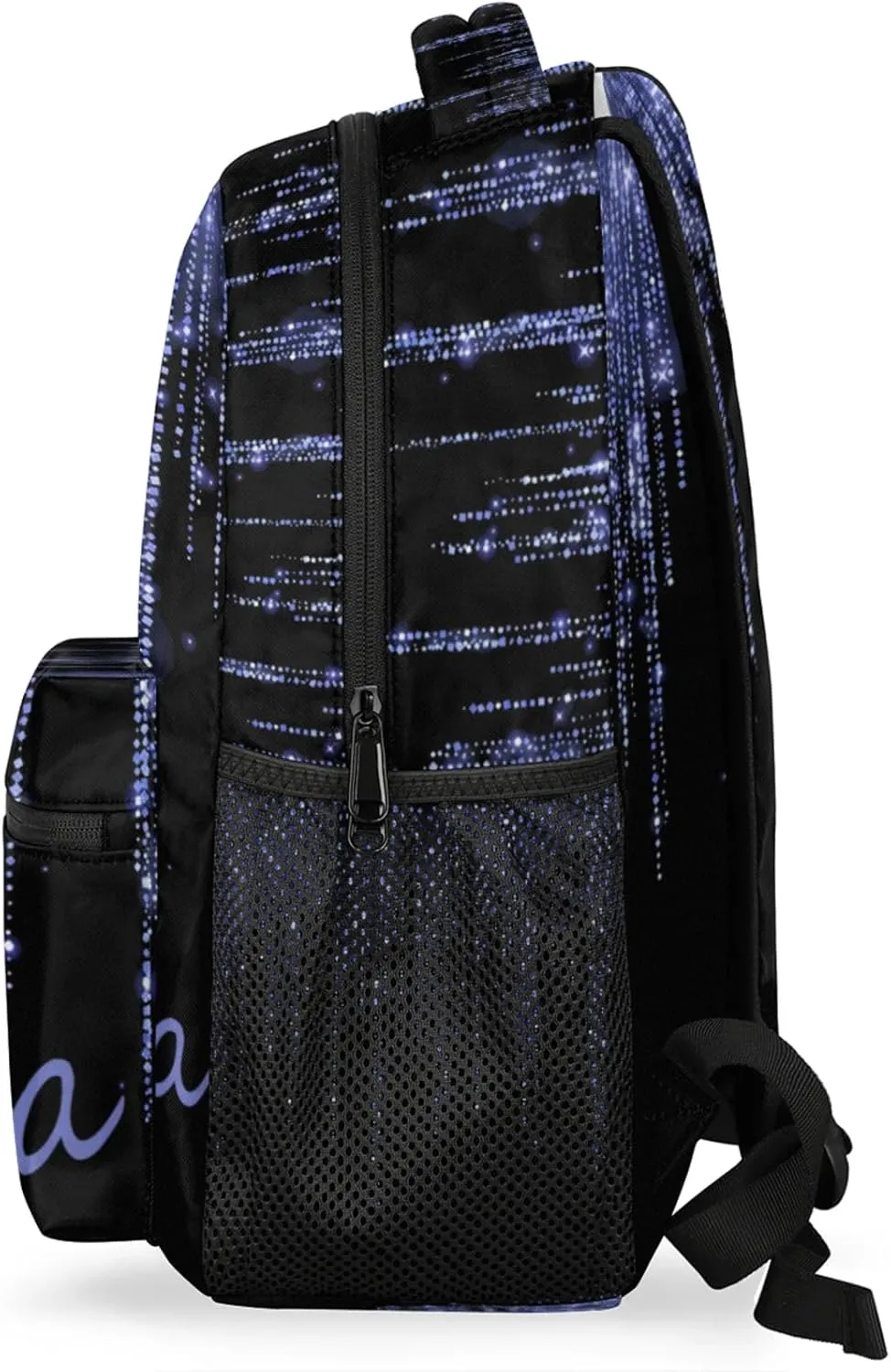 Personalized Initial Letter Dance Backpack Bag Lake Blue Large Daypack Travel Hiking Backpacks for Women, Dream Blue Shiny Bling Glitters