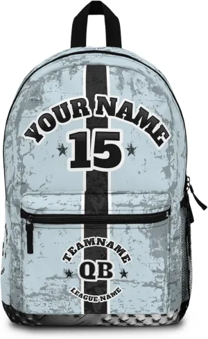 Personalized Sport Backpack Soccer, Basketball, Baseball, Football Team Gift: Name, #, Colors, Logo; Team Travel Bag (Aqua Black)