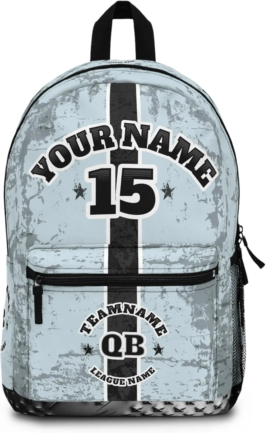 Personalized Sport Backpack Soccer, Basketball, Baseball, Football Team Gift: Name, #, Colors, Logo; Team Travel Bag (Aqua Black)