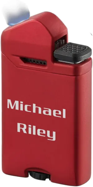 Personalized Visol Axis Torch Lighter Flat Flame Refillable Gas Butane Lighter, Fuel Window and Windproof Adjustable Flame Lighter - Red (Shipped Without Butane)