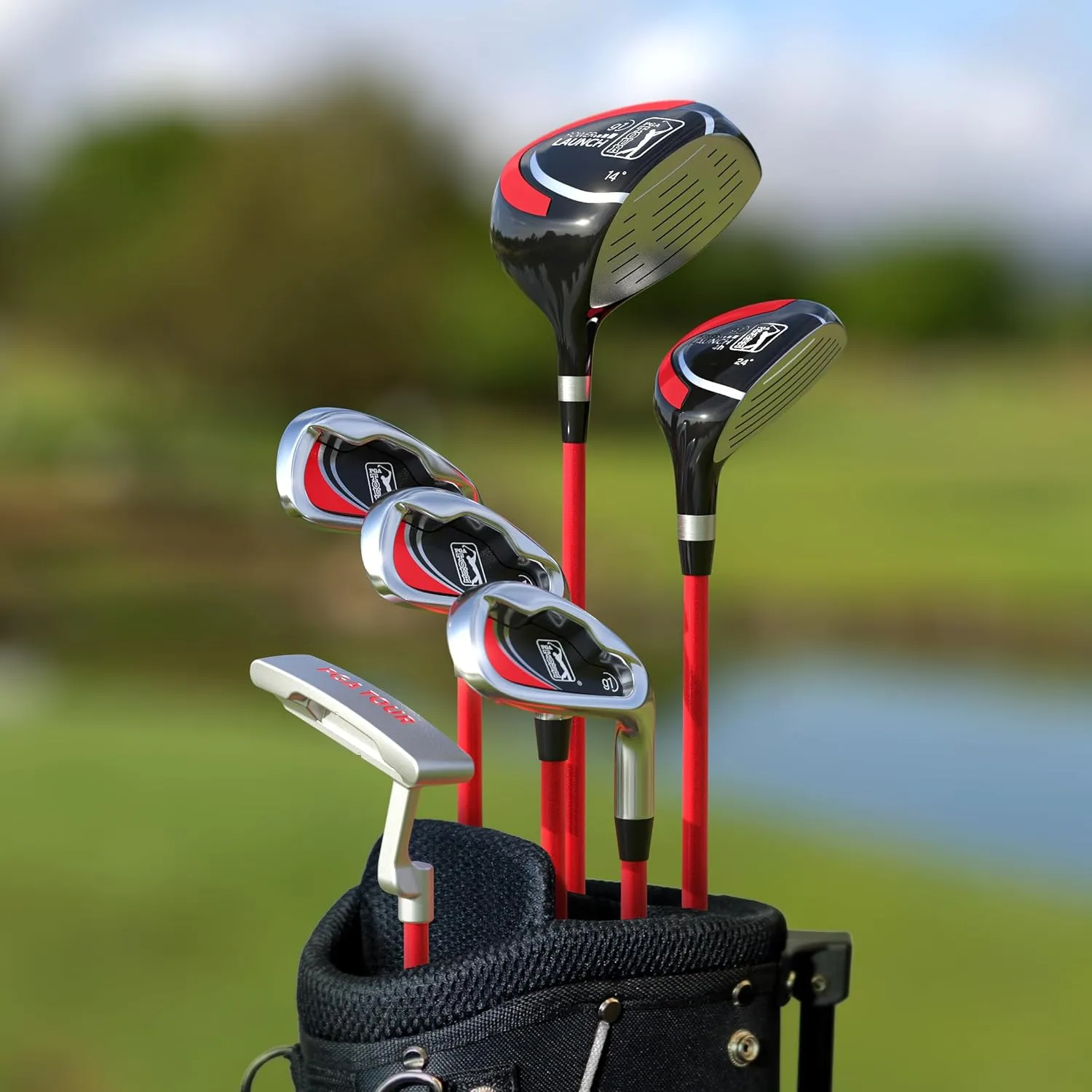 PGA TOUR Youth Golf Club Set – Ages 3-5 (3’6”-4’1”) and 5-8 (4’1” - 4'8") Right and Left Handed Beginner Junior Golf Clubs with Lightweight Golf Bag, Mallet Putter, Driver by Golfgen