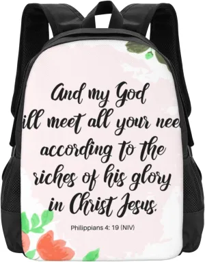 Philippians 4：19 Lightweight Packable Backpack Travel Casual Hiking Daypack Foldable Backpack For Men Women