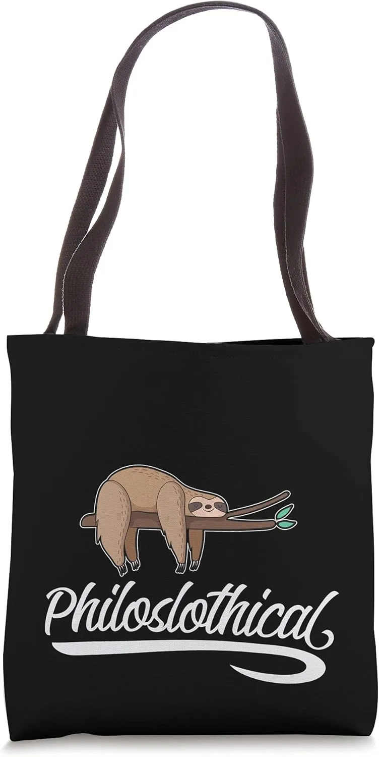 Philoslothical Sloth Funny Philosophical Pun Philosophy Gift Tote Bag