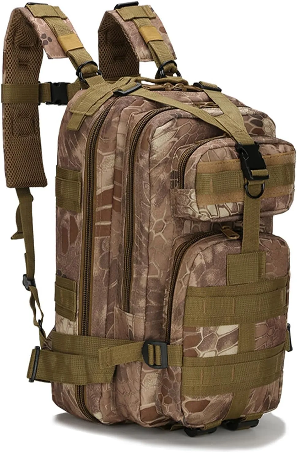 Pilipane Camouflage Outdoor Hiking Bag Camo Camping Backpack Double Zipper Sports Pack Training Equipment Large Capacity Durable Nylon Material for Mountaineering Camping