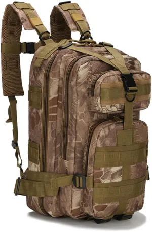 Pilipane Camouflage Outdoor Hiking Bag Camo Camping Backpack Double Zipper Sports Pack Training Equipment Large Capacity Durable Nylon Material for Mountaineering Camping