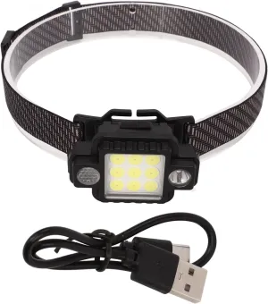Pilipane LED Headlamp USB Magnetic COB Multifunction ABS Magnetic Headlight with Red Blue Light Mode for Outdoor Night Camping Hiking