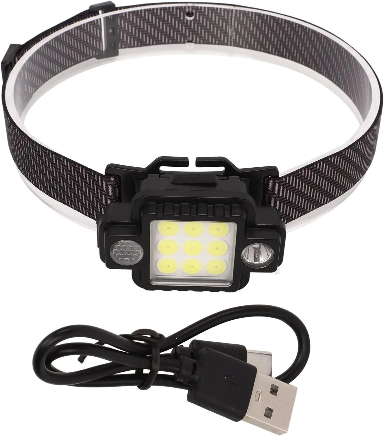 Pilipane LED Headlamp USB Magnetic COB Multifunction ABS Magnetic Headlight with Red Blue Light Mode for Outdoor Night Camping Hiking