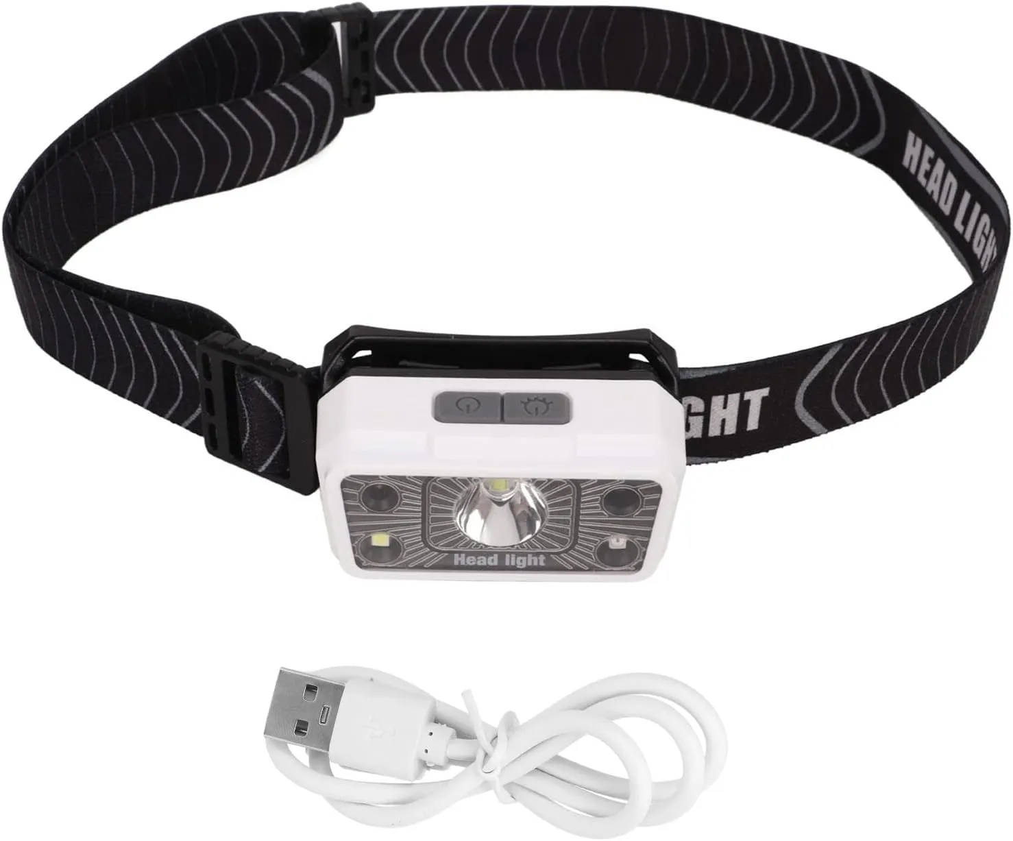 Pilipane Motion Sensing Headlamp USB Rechargeable Portable Induction LED Headlight for Outdoor Fishing Running White Lightweight Hands Design