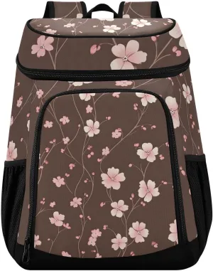 Pink Cherry Blossom Flower Pattern Cooler Backpack Cooler Insulated Leak Proof Lunch Backpack 36 Cans Waterproof Soft for Men Women Picnic Hiking Camping Beach