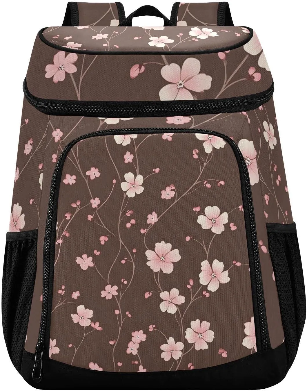 Pink Cherry Blossom Flower Pattern Cooler Backpack Cooler Insulated Leak Proof Lunch Backpack 36 Cans Waterproof Soft for Men Women Picnic Hiking Camping Beach