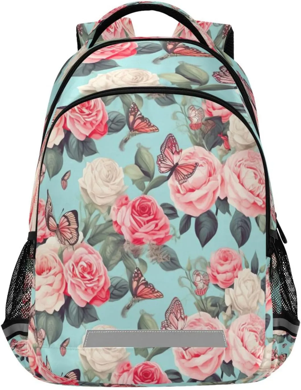 Pink Flowers Design Waterproof Backpack - Casual Outdoor Sports Daypack with Ergonomic Shoulder Straps#342