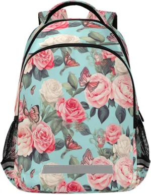 Pink Flowers Design Waterproof Backpack - Casual Outdoor Sports Daypack with Ergonomic Shoulder Straps#342