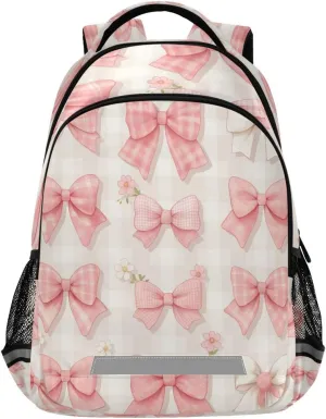 Pink Red Bows Design Waterproof Backpack - Casual Outdoor Sports Daypack with Ergonomic Shoulder Straps#561